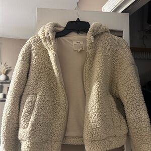 Cream Sherpa Zip-Up Jacket